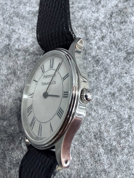 Vintage Tiffany & Co Portfolio Watch White Roman Dial Stainless Steel 33mm Swiss - Picture 3 of 12